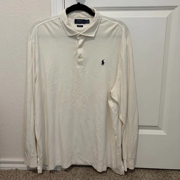 Polo by Ralph Lauren Men's White Long Sleeve Polo - Picture 1 of 3